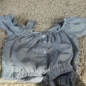 Striped Off-Shoulder Women's Top cropped size small